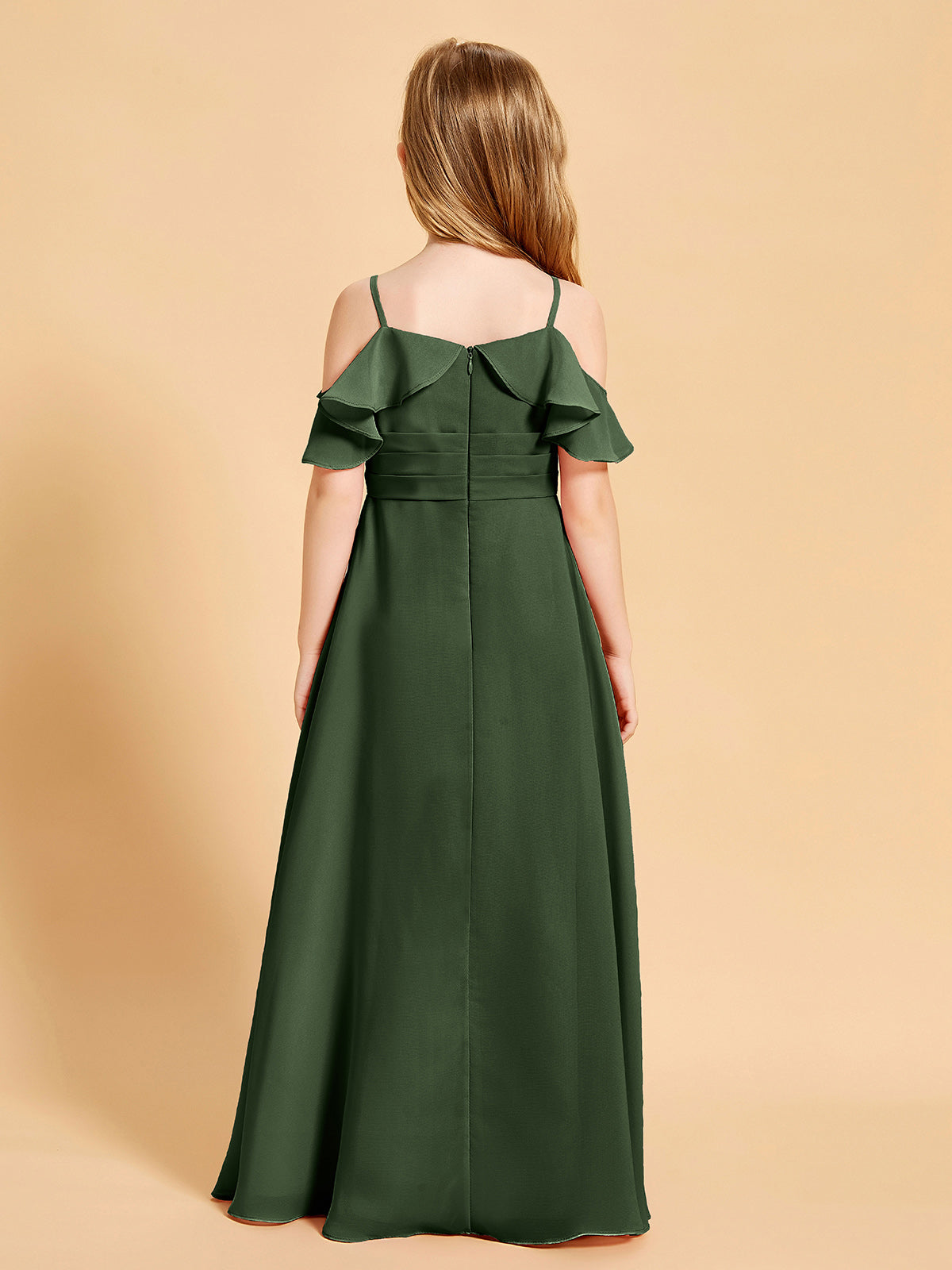 Off the Shoulder Bridesmaid Dresses for Juniors Olive Green